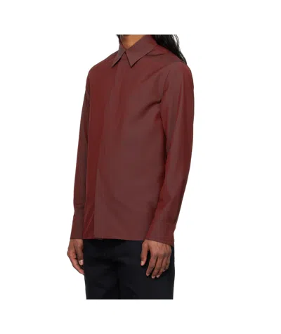 Jil Sander Wool Poplin Shirt With Tie In Iridescent Plum
