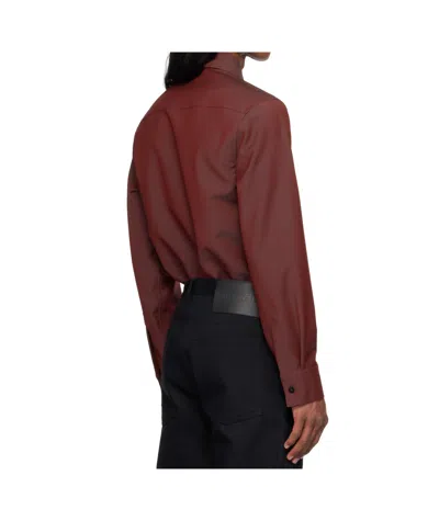 Jil Sander Wool Poplin Shirt With Tie In Iridescent Plum