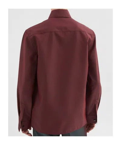 Jil Sander Wool Poplin Shirt With Tie In Iridescent Plum