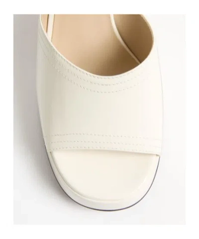 Valentino Sandalo Con Plateau Fawcette In Vitello Abrasivato 100mm In Ivory White