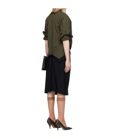 Maison Margiela Reversed Shirtdress In Brown/black