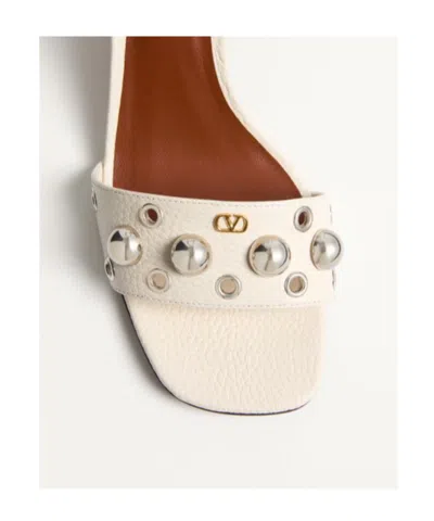 Valentino Nellcote Studded Ankle-strap Leather Sandals In Light Ivory