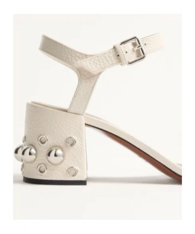 Valentino Nellcote Studded Ankle-strap Leather Sandals In Light Ivory