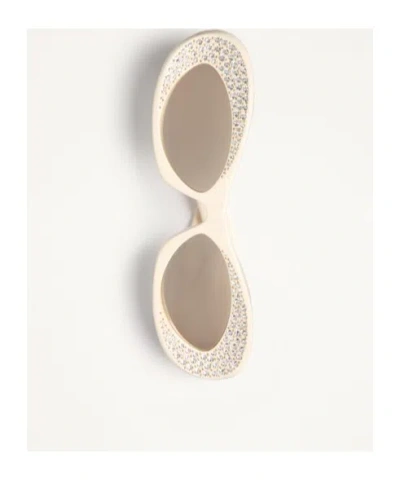 Valentino Cat Eye Sunglasses In Ivory/silver