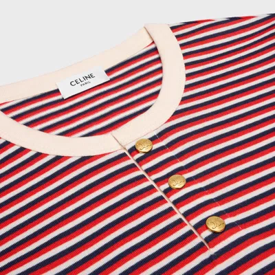 Celine Triomphe T-shirt In Striped Jersey In Pink