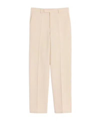Valentino Wool Gabardine Trousers With Turn-ups In Cream