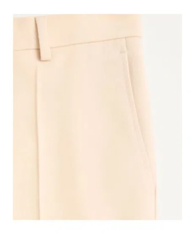 Valentino Wool Gabardine Trousers With Turn-ups In Cream
