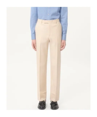 Valentino Wool Gabardine Trousers With Turn-ups In Cream