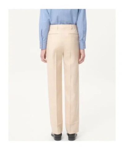 Valentino Wool Gabardine Trousers With Turn-ups In Cream