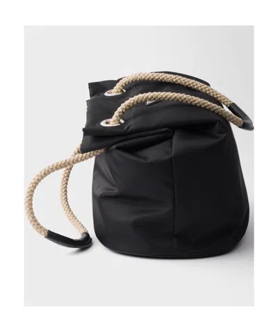 Prada Medium Mariner Re-nylon Bucket Bag In Black