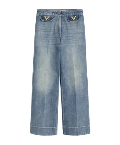 Valentino Pantaloni In Denim In Blue