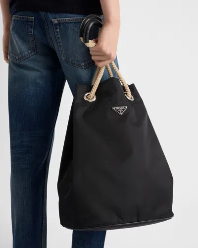 Prada Medium Mariner Re-nylon Bucket Bag In Black