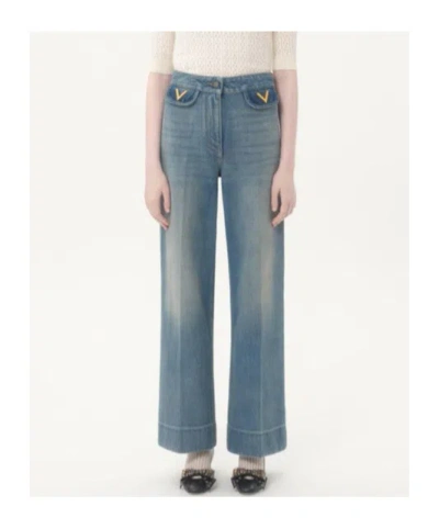 Valentino Pantaloni In Denim In Blue