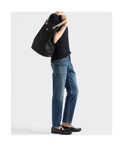 Prada Medium Mariner Re-nylon Bucket Bag In Black