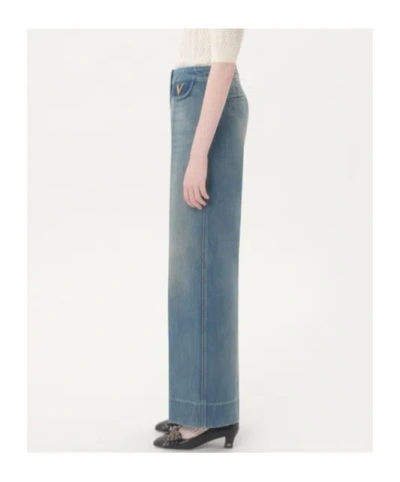 Valentino Pantaloni In Denim In Blue
