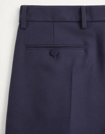 Valentino Bermuda In Gabardina Di Lana Con Risvolto In Blue