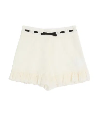Valentino Daisy Sangallo Shorts Mit Tupfen Frau Elfenbein 44 In Ivory White