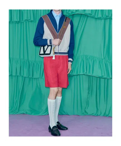 Valentino Straight-leg Pleated Linen Bermuda Shorts In Cherry Red