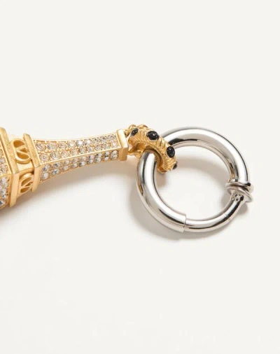 Valentino Garavani Ovalette Mono Earring In Metal In Silver