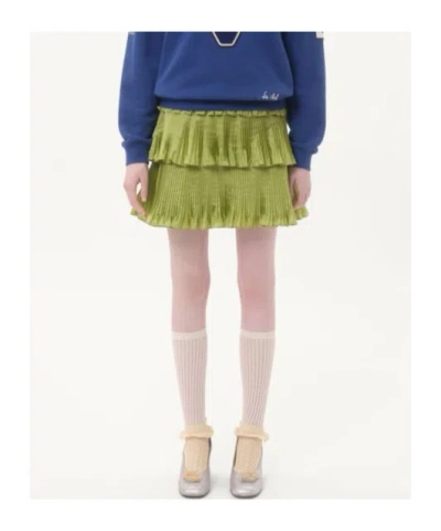 Valentino Green Taffet Skirt In Green