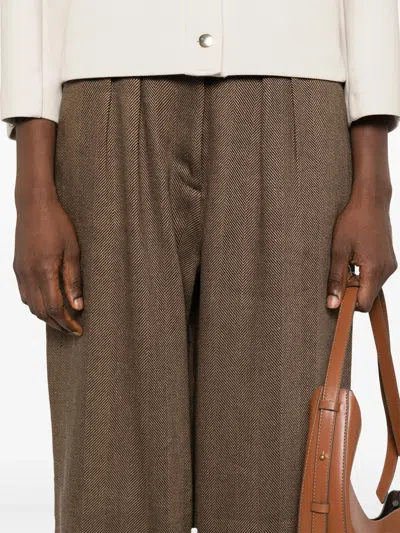 Officine Generale Officine Générale Elia Pts Li Cot Herringbone In Toffee/black