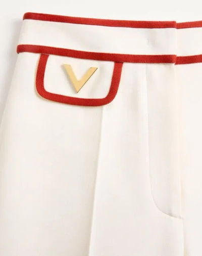 Valentino Ivory Trousers With Gold V In Neutral