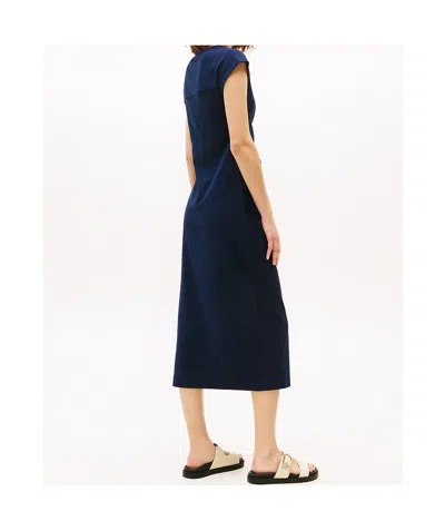 Tommy Hilfiger Boat Neck Slim Midi Dress In Late Night Navy Blue