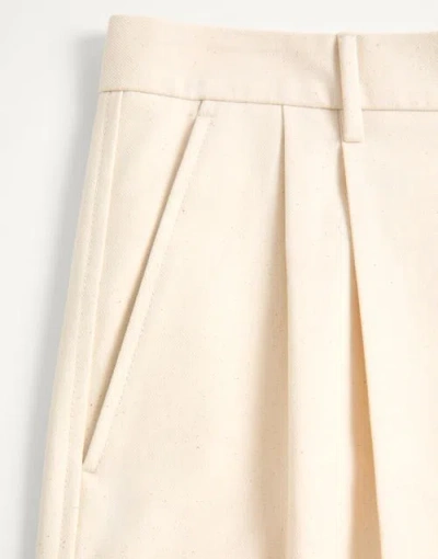 Valentino Butter-coloured Bermuda Shorts With Turn-ups In Shell Color