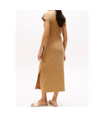 Tommy Hilfiger Midi Dress With Knotted Boat Neck In Nude