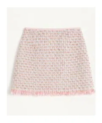 Valentino Tweed Skirt With Embellished Fringe Hem In Pink