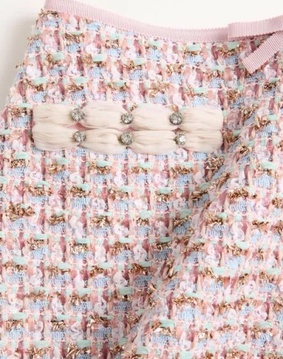 Valentino Tweed Skirt With Embellished Fringe Hem In Pink