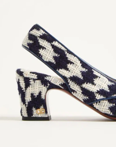 Valentino Tweed High Heels In Navy Blue/butter
