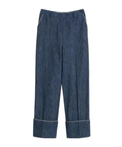 Valentino Chambray Denim Trousers Woman Blue 40 In Blue