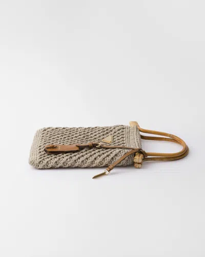 Prada Cotton Crochet Mini-handbag In Rope Ash