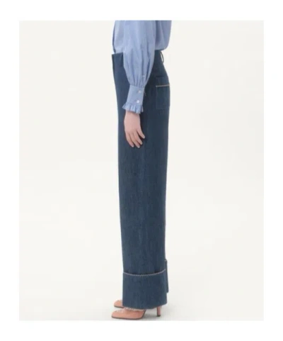 Valentino Chambray Denim Trousers Woman Blue 40 In Blue