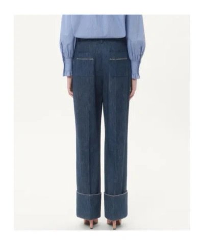 Valentino Chambray Denim Trousers Woman Blue 40 In Blue
