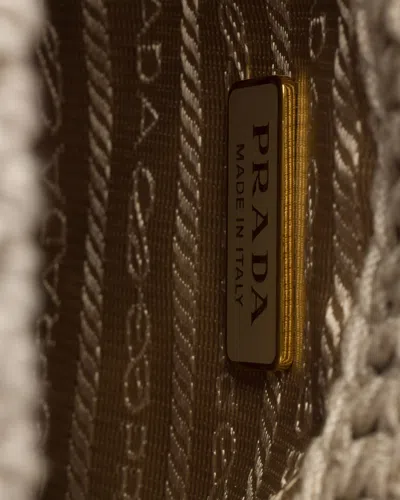 Prada Cotton Crochet Mini-handbag In Rope Ash