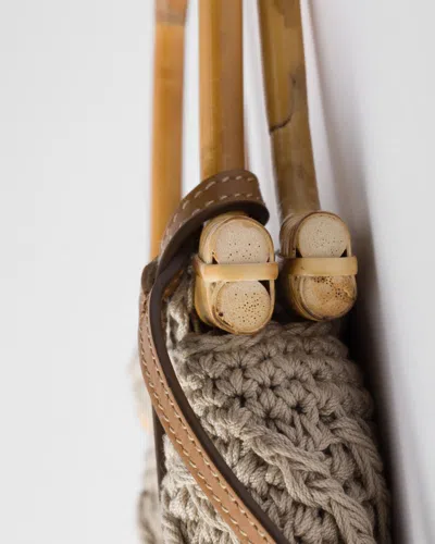 Prada Cotton Crochet Mini-handbag In Rope Ash