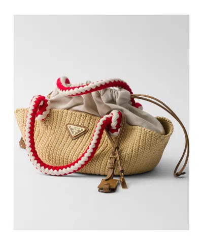 Prada Small Crochet Top-handle Bag In Natural