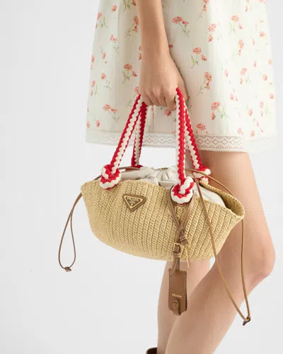 Prada Small Crochet Top-handle Bag In Natural