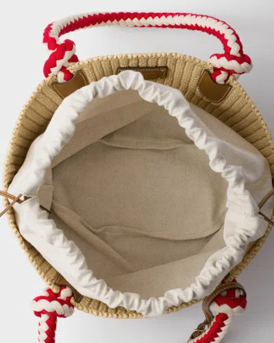 Prada Small Crochet Top-handle Bag In Natural