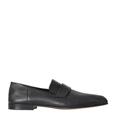 The Row Round Head Loafer Shoes In Black