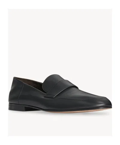 The Row Round Head Loafer Shoes In Black