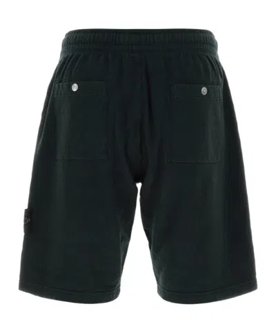 Stone Island Logo Patch Bermuda Shorts In Black