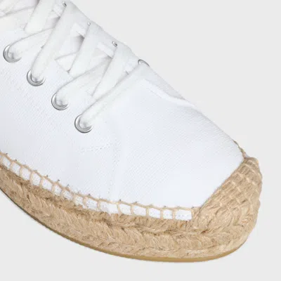 Celine Les Espadrilles  Lace-up In Canvas And Calfskin In Optical White