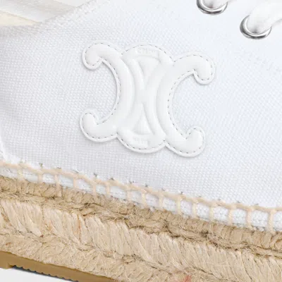 Celine Les Espadrilles  Lace-up In Canvas And Calfskin In Optical White