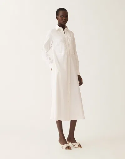 Fabiana Filippi Stretch Viscose And Linen Shirt Dress In Optical White