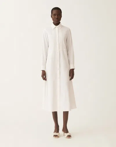 Fabiana Filippi Stretch Viscose And Linen Shirt Dress In Optical White