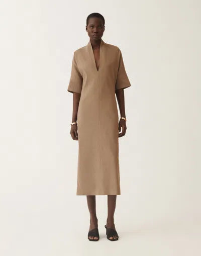 Fabiana Filippi Stretch Viscose And Linen Dress In Steel