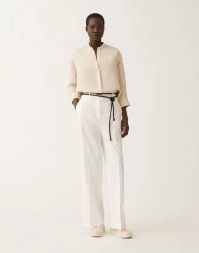Fabiana Filippi Stretch Viscose And Linen Trousers In Optical White